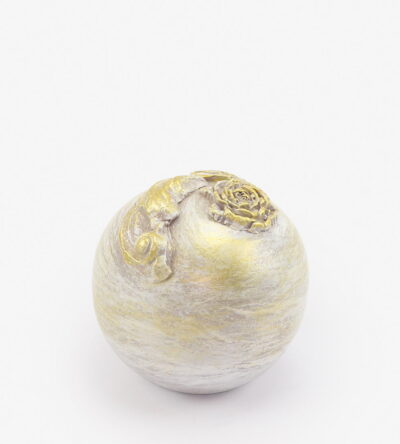 Decorative ceramic ball in white color with gold details