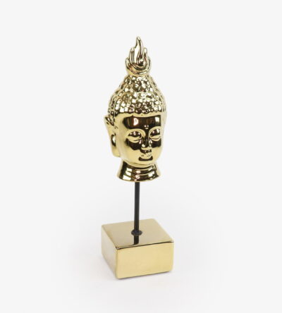 Decorative ceramic buddha head in gold color