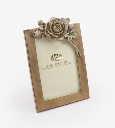 Decorative ceramic frame with brown color and gold details