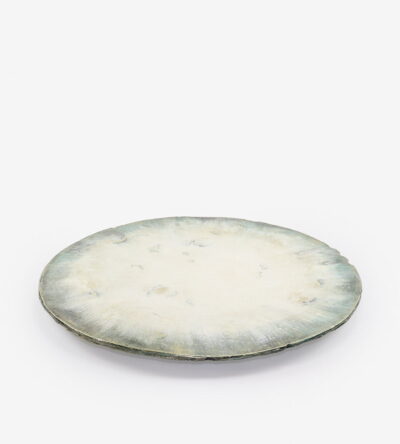 Ceramic round platter with green color