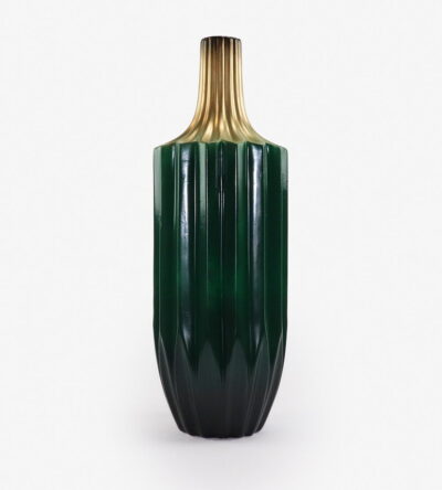 Green ceramic vase with gold details