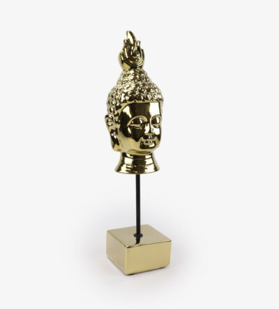 Decorative ceramic Buddha head in gold color
