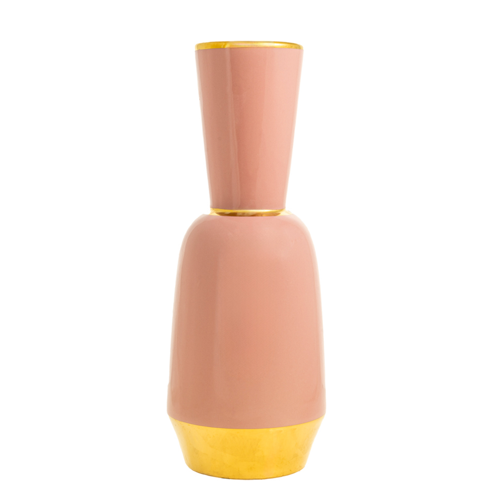 Pink ceramic vase with gold details