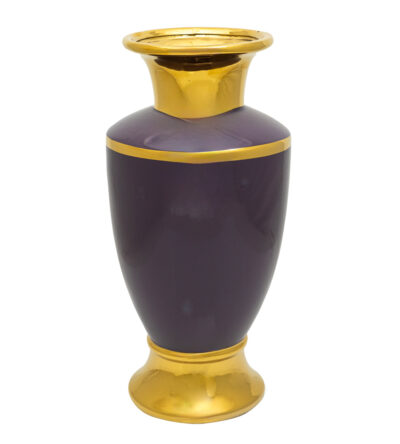 Purple ceramic vase with gold details